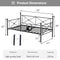 VECELO Twin Daybed with Headboard, Metal Bed Frame with Steel Slats, Multifunctional Mattress Foundation/No Box Spring Needed, Black
