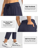 Soothfeel Women's Golf Pants with 4 Pockets 7/8 Stretch High Wasited Sweatpants Travel Athletic Work Pants for Women, Navy Blue, Medium