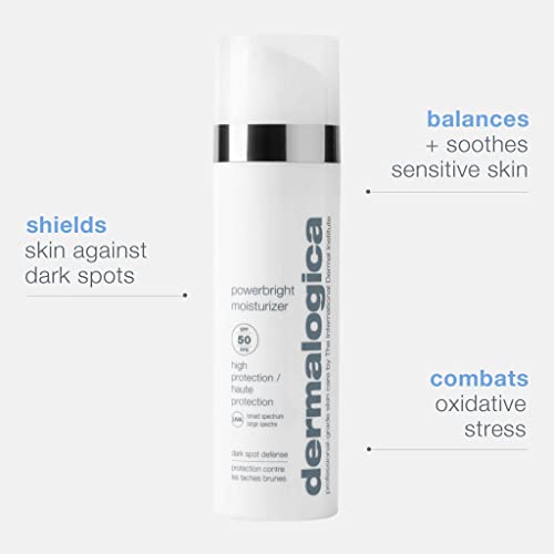 Dermalogica Powerbright Moisturizer SPF 50 Facial Sunscreen Shields Skin Against Dark Spots with Niacinamide & Hyaluronic Acid, 1.7 Fl Oz