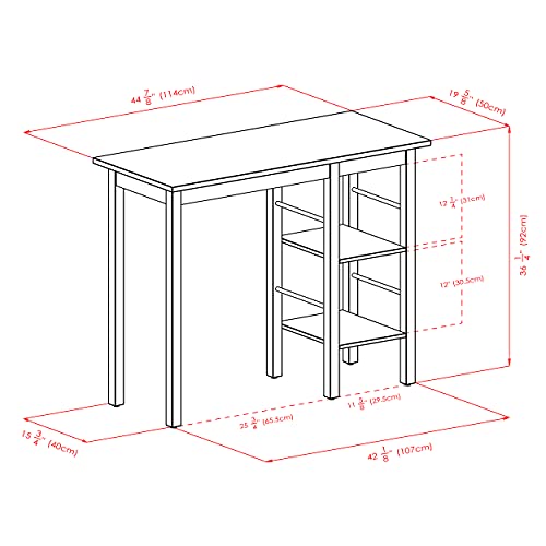 Winsome Egan Solid Wood Breakfast Table with 2 Side Shelves - Walnut