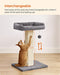 Feandrea Cat Scratching Post, Cat Scratcher with 15.7 x 11.8 Inches Plush Perch, 27.9-Inch Tall Scratch Post with Woven Sisal, Pompom, Removable Washable Cover, Light Gray UPCA022W01