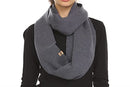 100% Merino Wool Everyday Knit Infinity Scarf - Winter Loop Scarf - Midweight Scarves for Women and Men, Charcoal Gray, One size