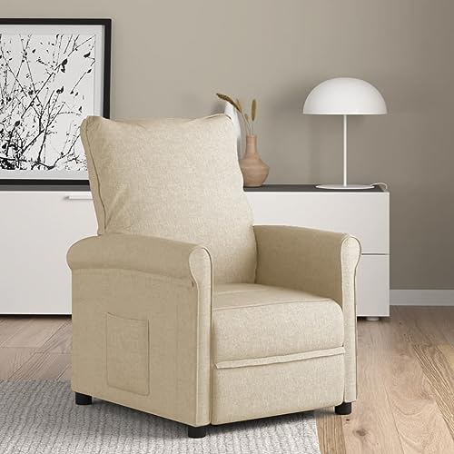 vidaXL Recliner Chair, Armchair with Adjustable Backrest and Footrest, Single Sofa Chair for Living Room Bedroom, Chaise Lounge, Cream Fabric