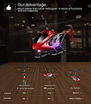 Remote Control Helicopter, S107H Aircraft with Altitude Hold, One Key take Off/Landing, 3.5 Channel, Gyro Stabilizer and High &Low Speed, LED Light for Indoor to Fly for Kids and Beginners(Red)