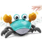 ZONICE Green Crawling Crab Baby Toy with Music and LED Light Up for Kids, Toddler Interactive Learning Development Toy with Automatically Avoid Obstacles,Build in Rechargeable Battery