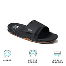 Reef Mens Fanning Slide | Bottle Opener Sandal, Black/Silver, 14