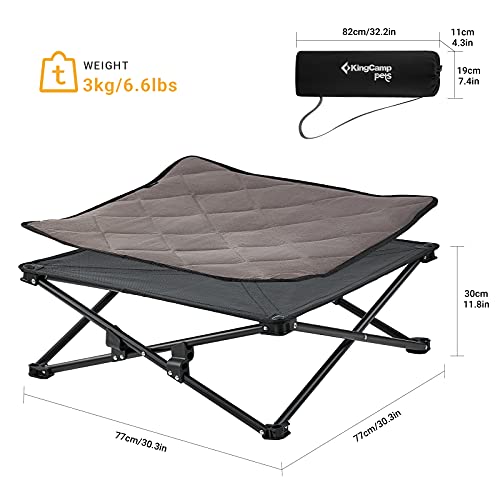 KingCamp Stable Portable Raised Dog Bed Pet Cot Folding Cooling Elevated Bed for Dogs Mesh Travel Outdoor Camping Dog Bed with Washable Pad for Medium Dogs and All Pets Supplies Weight Up to 40 lbs