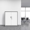 109cm Steel Filing Cabinet Lockable File Storage Cupboard Locker Office Home Stationary Dark Grey & White 109cm