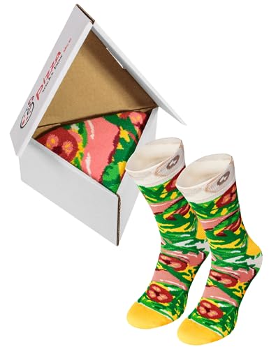 PIZZA SOCKS BOX Italian 1 pair Cotton Socks Made In Europe size Man Funny Gift!