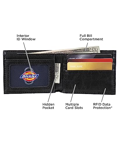 Dickies Men's Leather Slimfold Wallet With Chain, Black, One Size
