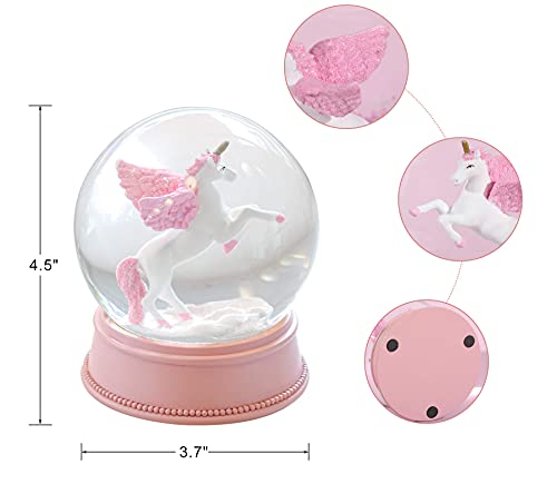 Unicorn Snow Globe for Girls, 100MM Pink Glitter Glass Snow Globes for Kids Women Adults Home Decor Birthday Gift
