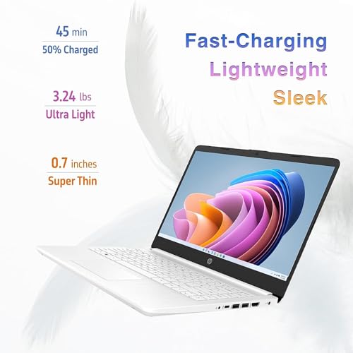 HP Stream Laptop, 14" HD Display, Intel Celeron N4120 Processor, 16GB Memory, 320GB Storage (64GB eMMC + 256GB Card), 1-Year Office 365, Webcam, HDMI, Wi-Fi, USB-C, Windows 11 Home, White, JVQ MP