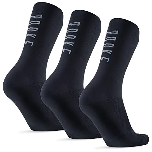 SOUKE Cycling Socks Men Women Running 3-Pack, Breathable Cushioned Moisture Wicking Crew Athletic Socks for Biking, MTB, One Size