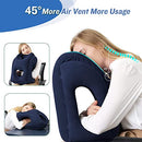 Inflatable Travel Pillow for Airplanes, Inflatable Neck Air Pillow for Sleeping to Avoid Neck and Shoulder Pain, Support Head, Neck and Lumbar, Used for Airplane, Car, Bus and Office (Blue)