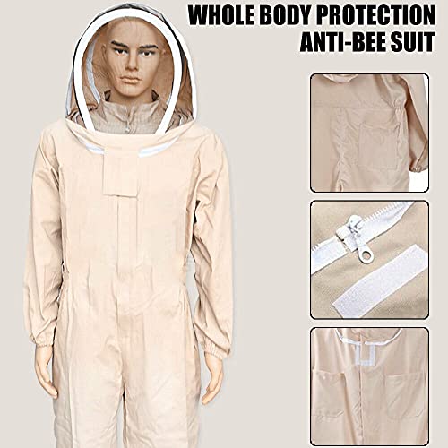 Full Beekeeping Suit Bee Suit Heavy Duty with Leather Ventilated Keeping Gloves (XXL with Gloves)