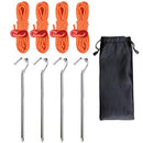 TRIWONDER Camping Tent Stakes Pegs Metal Stake for Ground with Reflective Guylines Guy Rope Adjusters Tensioner Hiking Backpacking (Orange - 4 Pack)