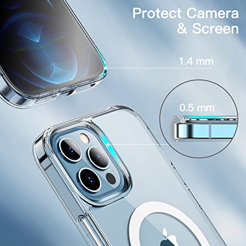 JETech Magnetic Case for iPhone 12 Pro Max 6.7-Inch Compatible with MagSafe Wireless Charging, Shockproof Phone Bumper Cover, Anti-Scratch Clear Back (Clear)