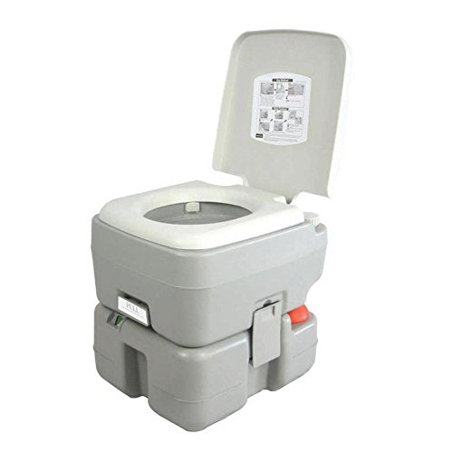 SereneLife Portable Toilet with Carry Bag – Indoor Outdoor Toilet with CHH Piston Pump & Level Indicator – 5.3 Gallon Large Waste Tank – 100-120 Flushes for RV, Camping, Hiking & Boating