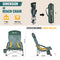 VILLEY Low Beach Chair, High Back Folding Beach Chair for Adults, Lightweight and Portable for Outdoor, Beach, Camping, Lawn, Music Festival, with Cup Holder and Carry Bag-Vintage Green Leaves