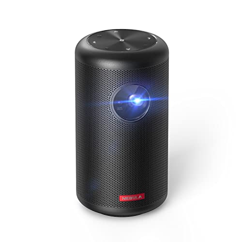 NEBULA Capsule II Smart Mini Projector, by Anker, 200 ANSI Lumen 720p HD Portable Projector with Wi-Fi, DLP, Android TV 9.0, 8W Speaker, 100~'' Image, 5,000+ Apps, Movie Home Entertainment Black