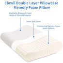 Clowii Contour Memory Foam Pillow, Neck Pillows for Sleeping, Cervical Pillow for for Neck Pain, Orthopedic Contour Pillow Support for Back, Stomach, Side Sleepers (Contour Pillow)
