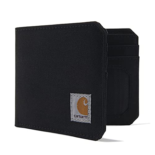 CARHARTT Men's Standard Bifold and Passcase, Durable Billfold Wallets, Available in Leather and Canvas Styles, Nylon Duck (Black), One Size