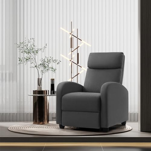 JUMMICO Recliner Chair Adjustable Home Theater Single Fabric Recliner Sofa Furniture with Thick Seat Cushion and Backrest Modern Living Room Recliners (Grey)