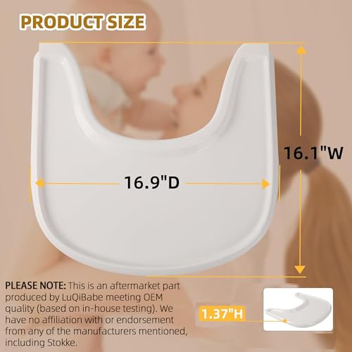 LuQiBabe Baby High Chair Tray Compatible with Stokke Tripp Trapp Chair with Smooth Surface and Strong Suction Power - Made with Food-Safe Plastic (BPA BPS BPF Lead and Phthalate Free) - White