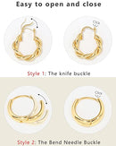 Adoyi 9 Pairs Gold Hoop Earrings Set for Women Gold Twisted Huggie Hoops Earrings 14K 18K Gold Plated for Girls Gift Lightweight, Copper, No Gemstone