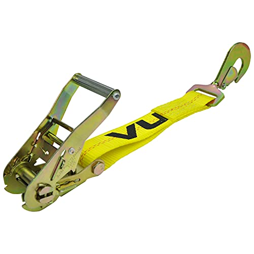 VULCAN Ratchet Strap with Snap Hooks - 2 Inch - Classic Yellow - 3,300  Pound Safe Working Load