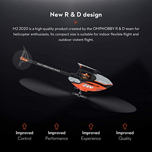 OMPHOBBY M2 V2 RC Helicopters Dual Brushless Motors RC Helicopter for Adults Direct-Drive 3D Remote Control Helicopter-BNF(Dull Purple)
