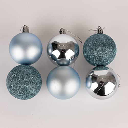 60mm/6Pcs Christmas Baubles Shatterproof Light Blue, Christmas Tree Decorations Ball Ornaments Balls Xmas Hanging Decorations Holiday Decor - Shiny,Matte,Glitter