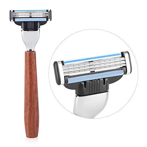Shaving Razor Kit, 4Pcs Shaving Kit Manual Razor + Stainess Steel Stand Holder + Brush + Bowl Set, Best Fathers Day Gift