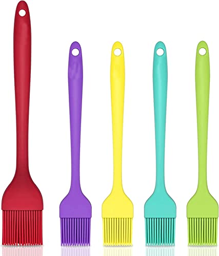 ETHEL Silicone Basting Brush Set 5 Pack Heat Resistant Pastry Brushes Spread Oil Butter Sauce for BBQ Grill Barbeque Kitchen Baking Cooking Pastries, 1 Large & 4 Small