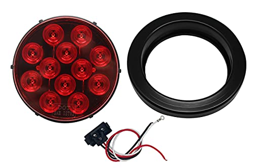 MAXXHAUL 50586 Pair of LED 4" Round Stop Turn Tail Indicator Lights with Black Rubber Grommet for 12V DC RV's, Trailers, Caravans, Boats, and Trucks