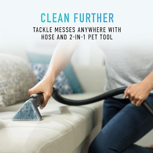Hoover Smartwash Automatic Carpet Cleaner Upright Carpet & Upholstery Multi Surfaces, Removes Spots Spills & Tough Stains-Turquoise