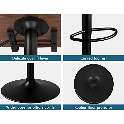 ALFORDSON Bar Stool Adjustable Kitchen Barstool Kayla Swivel Counter Dining Chair in 62.5-84cm Seat Height with Anti-Slip Floor Protector for Home Bar Dining Room Cafe Shops (All Black)