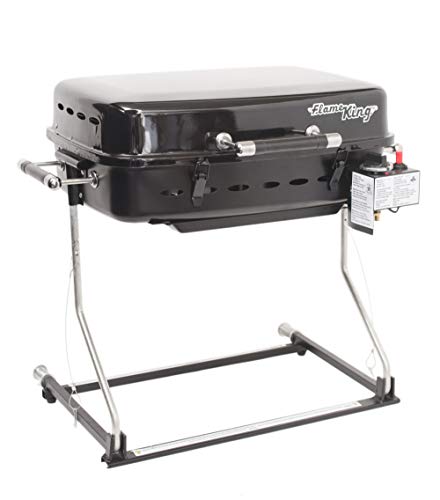 Flame King RV Mounted BBQ - Motorhome Gas Grill - 214 Sq Inch Cooking Surface - Adjustable Flame Controller