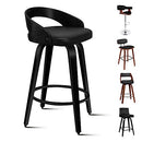 ALFORDSON Bar Stools 2X Swivel Counter Stool 64cm Seat Height Caden Kitchen Dining Chair Barstools with Footrest and Adjustable Leg Levelers for Home Bar Dining Room, All Black