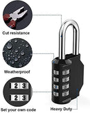 HOMIEST 2 Pack Combination Lock 4 Digit Outdoor Waterproof Padlock for School Gym Locker, Sports Locker, Fence, Toolbox, Gate, Case, Hasp Storage (Black)