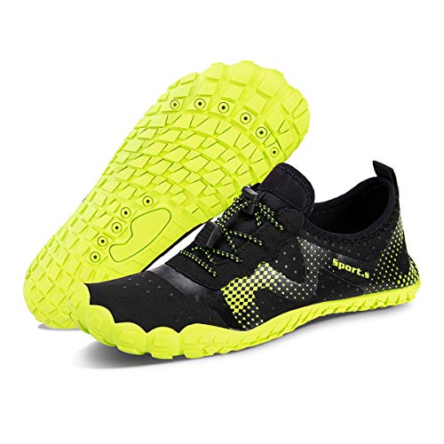 Water Shoes for Men Quick-Dry Aqua Sock Outdoor Athletic Sport Shoes for Kayaking,Boating,Hiking,Surfing,Walking (Black/Green, 44)