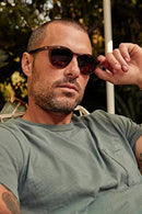 Huckberry Cruisers Premium Sunglasses for Men & Women, Polarized Lenses, Lightweight & Durable, Gloss Cola W/ Amber Lens, One Size