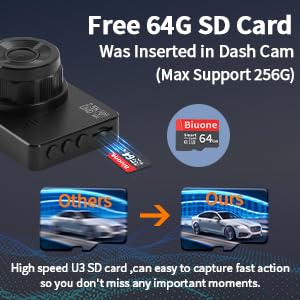 Dash Cam Front and Rear, Dash Camera for Cars WiFi Car Camera Dash Cam W/Free 64G SD Card, 2.5K Front Dash Cam+1080P Rear Dashcams W/Super Night Vision, Loop Recording, G-Sensor, Support 256GB Max