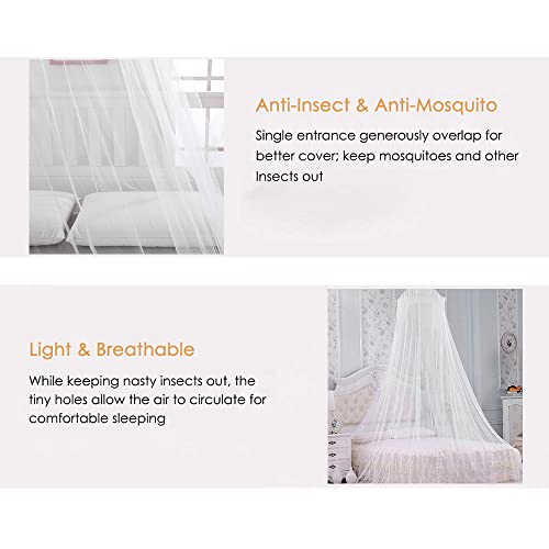 AUTOWT Mosquito Bed Net, White Dome Mosquito Mesh Net Universal for Single Double Bed Easy to Install Hanging Bed Canopy Domestic Outdoor Camping Travel White Insect Protection for Adult Kid Baby