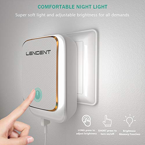 Lencent USB Charger Plug, LED Touch Night Light, 4-Port USB Universal Travel Adaptor with UK/USA/EU/AUS Worldwide Adapter Plug, Wall Charger for Phone, Pad, Camera, Tablets and etc.