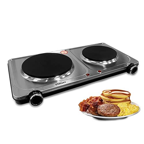 TODO 2250W Twin Hotplate Electric Cooktop Dual Plate Stainless Steel