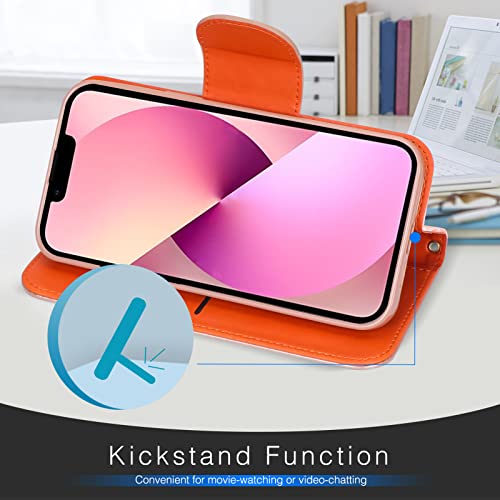 FYY Case for iPhone 13 6.1", [Kickstand Feature] Luxury PU Leather Wallet Case Flip Folio Cover with [Card Slots] and [Note Pockets] for iPhone 13 5G 6.1"(NOT for iPhone 13 Pro 6.1") Rose Gold