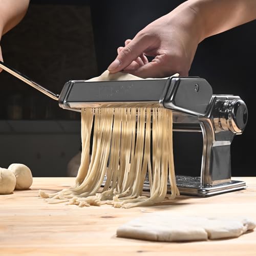 VEVOR Pasta Machine, 9 Adjustable Thickness Settings Pasta Maker Machine, Noodle Maker 150 Stainless Steel Pasta Rollers and Cutter, Manual Pasta Machine Perfect for Spaghetti Pasta Lasagna Fettuccini