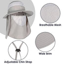 AutoWT Fishing Outdoor Sun Hat with Removable Neck Face Flap, UPF 50+ UV Sun Protection Bucket Cap, Summer Outdoor Protection Hat Wide Brim Fishing Cap for Man and Women Gray