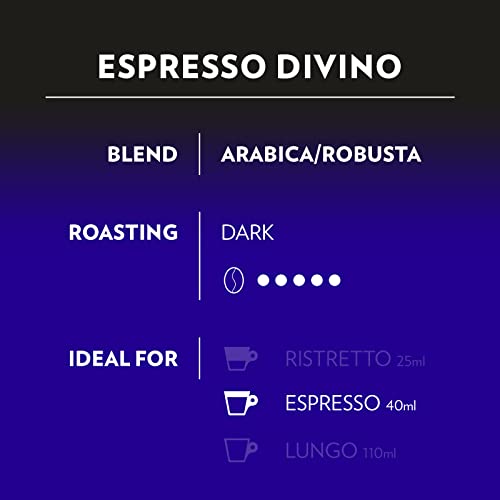 Lavazza, A Modo Mio Espresso Divino, Coffee Capsules, with Aromatic Notes of Cocoa and Exotic Fruit, Arabica and Robusta, Intensity 11, Dark Roasting, Persistent Taste, 1 Packs of 16 Capsules